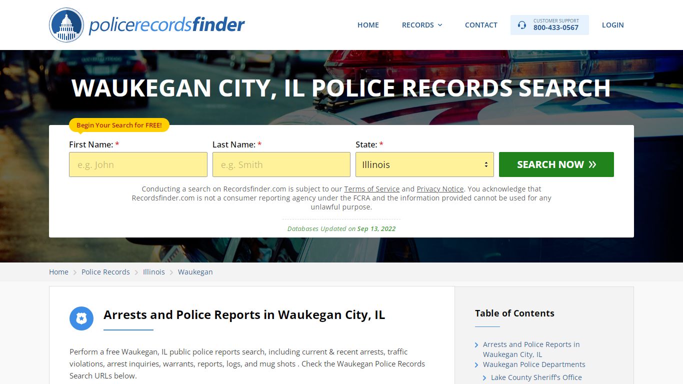 Waukegan, Lake County, IL Police Reports & Police Department Records