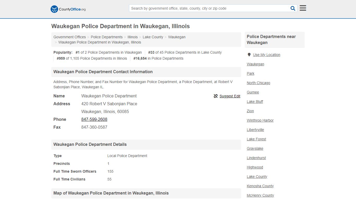 Waukegan Police Department - Waukegan, IL (Address, Phone, and Fax)